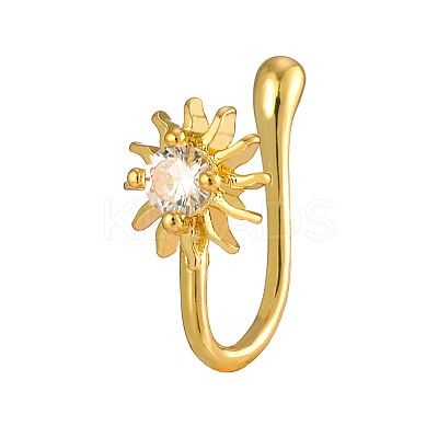 Brass Micro Pave Clear Cubic Zirconia Clip on Nose Rings WG43D72-02-1