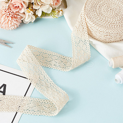12 Yards Cotton Rhombus Lace Ribbons DIY-WH0580-03-1