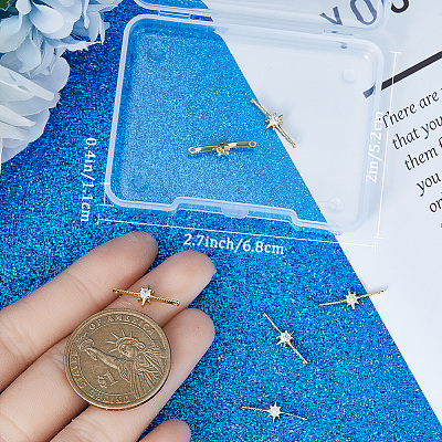 8Pcs Brass Pave Clear Cubic Zirconia Connector Charms ZIRC-BBC0002-27-1