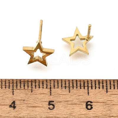 304 Stainless Steel Tiny Hollow Out Star Stud Earrings for Women LS-STAS-A065-01G-1