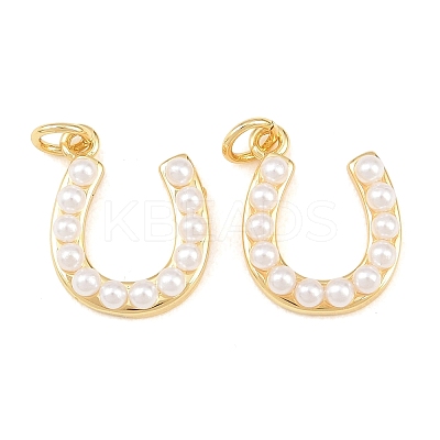 Brass with ABS Iimaition Pearl Pendants KK-C162-066G-1