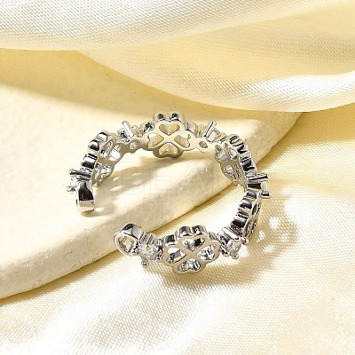 Brass Micro Pave Cubic Zirconia Cuff Rings for Women RJEW-Q008-01P-02-1