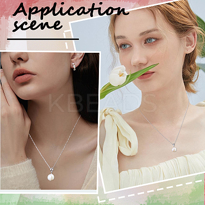 1Pc Natural Pearl Pendant Necklaces with 925 Sterling Paperclip Chains NJEW-BBC0001-15-1