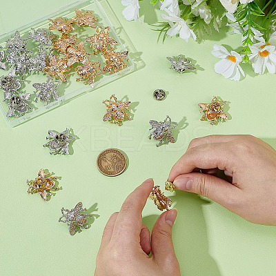 24Pcs 2 Colors Bees Alloy Brooch JEWB-ME0001-20-1