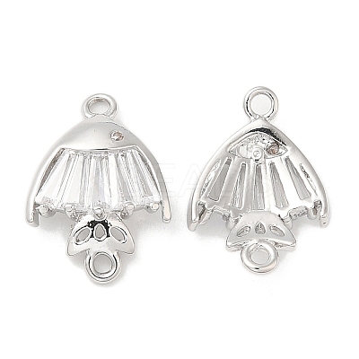 Brass Pave Clear Glass Connector Charms KK-F860-76P-1