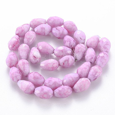 Opaque Baking Paint Crackle Glass Beads Strands EGLA-T008-17D-1