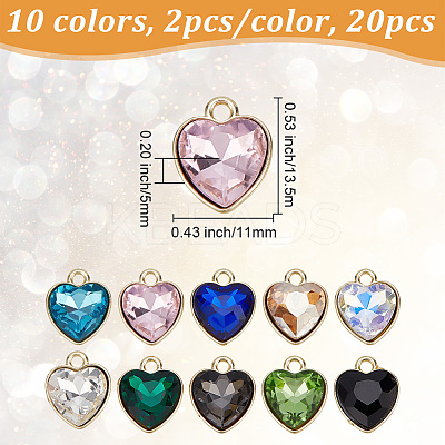 20Pcs 10 Colors Golden Plated Alloy Pendants FIND-FI0001-24-1
