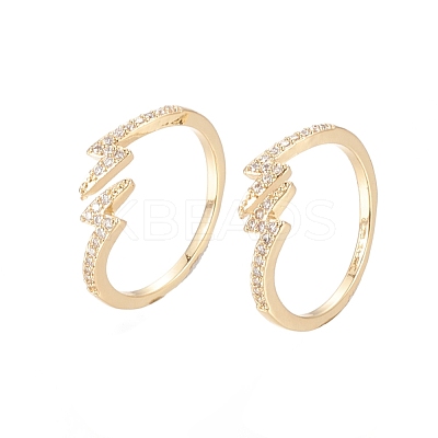 Brass Micro Pave Clear Cubic Zirconia Cuff Rings RJEW-F101-11G-1