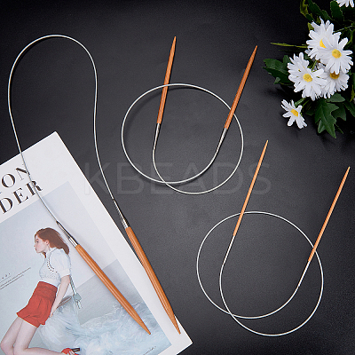 3 Pcs 3 Style Stainless Steel Wire Bamboo Circular Knitting Needles TOOL-CA0001-08-1