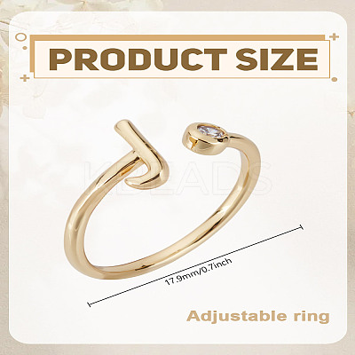 1Pc Brass Micro Pave Clear Cubic Zirconia Open Cuff Rings for Women RJEW-LP0002-37J-1