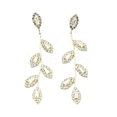 Clear Cubic Zirconia & Crystal Rhinestone Long Dangle Stud Earrings EJEW-C037-06C-LG-1