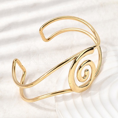 304 Stainless Steel Cuff Bangles for Women BJEW-P387-03G-1