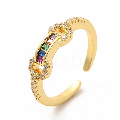 Cubic Zirconia Rectangle Open Cuff Ring KK-A180-28G-1