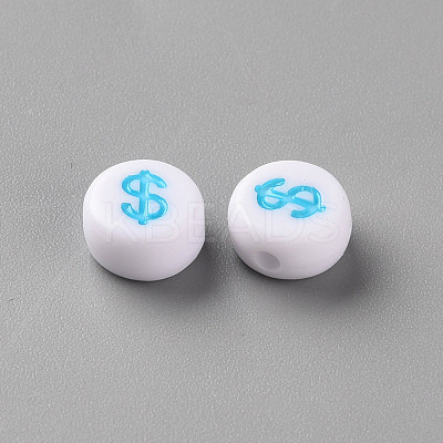 Craft Style White Mixed Color Acrylic Symbol Beads X-MACR-Q241-A002-1