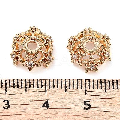 Brass Micro Pave Clear Cubic Zirconia Bead Caps KK-U028-01G-1