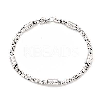 Tarnish Resistant 201 Stainless Steel Box Chain Bracelets for Women BJEW-R318-03B-P-1