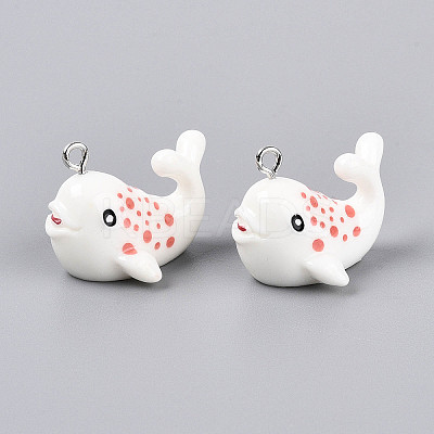 Sea Animal Theme Opaque Resin Pendants X-RESI-D071-04H-1