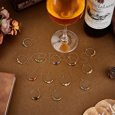 28Pcs 14 Colors Bicone Glass Wine Glass Charms AJEW-HY00011-1