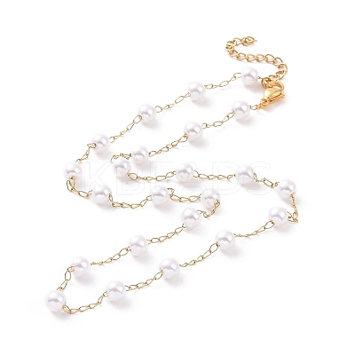 PVD Vacuum Plating 304 Stainless Steel Beaded Necklaces NJEW-E064-02G-1