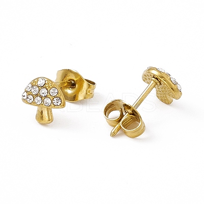 Crystal Rhinestone Mushroom Stud Earrings EJEW-P212-19G-1