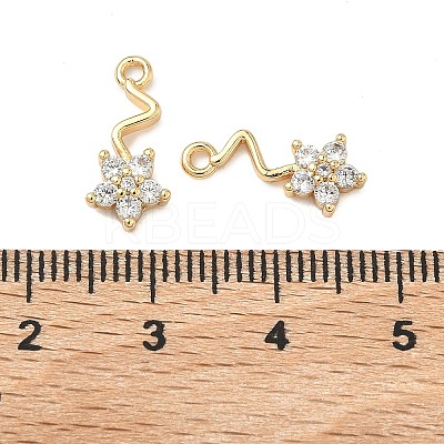 Brass Pave Cubic Zirconia Flower Charms KK-A286-16G-1