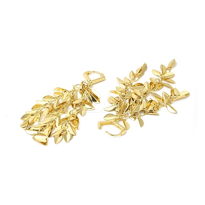 Rack Plating Brass Leaf Dangle Hoop Earring EJEW-E270-06G-1
