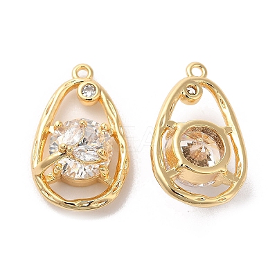 Brass Pave Cubic Zirconia with Glass Pendants KK-G465-17G-1