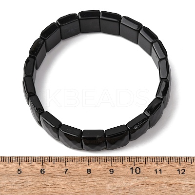 Natural Black Agate Beaded Stretch Bracelets for Unisex G-K303-02I-1
