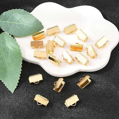SHEGRACE Brass Ribbon Crimp Ends XGR0060G-59G-1