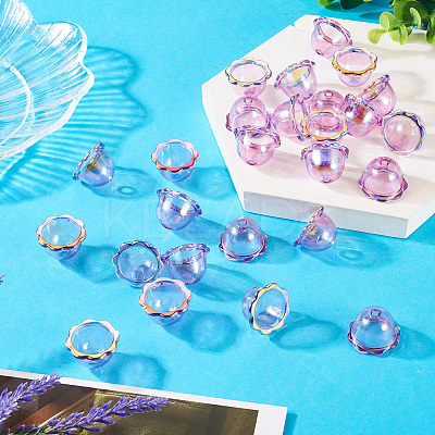 30Pcs UV Plating Acrylic Bead Caps PACR-TA0001-17B-1