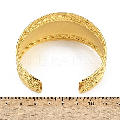 304 Stainless Steel Wide Cuff Bangles for Women BJEW-K285-02G-1