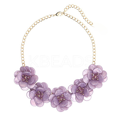 Flower Natural Shell Bib Necklaces for Women FS-WGF0490-04-1