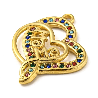 Ion Plating(IP) Real 18K Gold Plated 304 Stainless Steel Rhinestone Pendants STAS-P341-07G-01-1