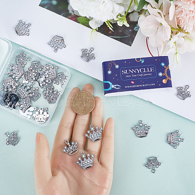 40Pcs 2 Style Zinc Alloy with Crystal Rhinestone Pendants FIND-SC0007-35-1