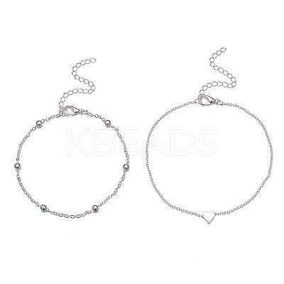 Heart Alloy Link Double Layer Anklets for Women FS-WGF1FB1-02-1