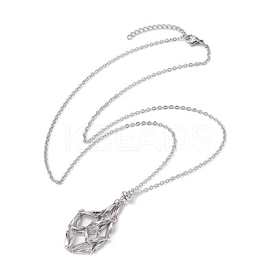 Tarnish Resistant 304 Stainless Steel Macrame Pouch Empty Stone Holder for Pendant Necklaces Making X-NJEW-JN04441-02-1