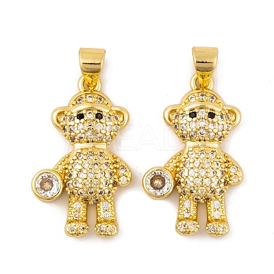 Brass Micro Pave Cubic Zirconia Pendants KK-E108-22G-1