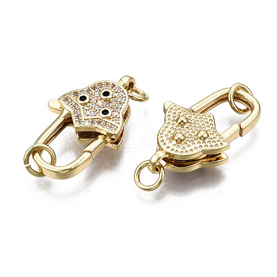 Brass Micro Pave Cubic Zirconia Lobster Claw Clasps KK-Q769-033-NF-1