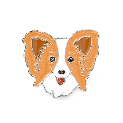 Dog Enamel Pin with Brass Butterfly Clutches JEWB-A006-03B-1