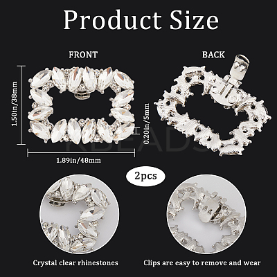 2Pcs Alloy Crystal Rhinestone Shoe Buckle Clips FIND-GF0006-20-1