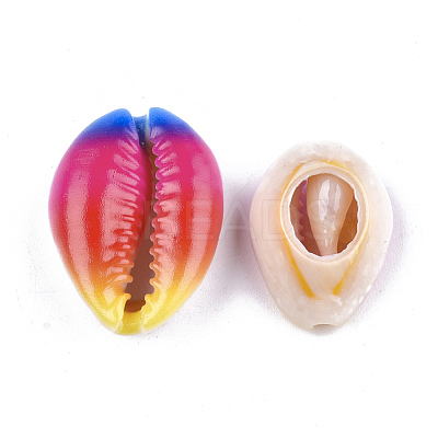 Printed Cowrie Shell Beads SSHEL-T007-14D-1