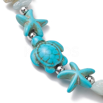 Natural Amazonite & Synthetic Turquoise Beaded Stretch Bracelets for Women BJEW-JB10750-01-1