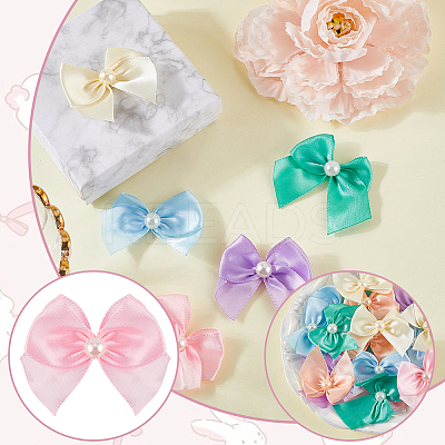 72Pcs 6 Colors Bowknot Polyester Ornament Accessories DIY-SP0003-60B-1