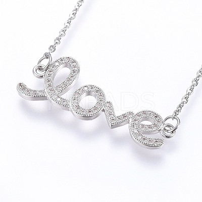 Brass Micro Pave Cubic Zirconia Pendant Necklaces NJEW-H486-15P-1
