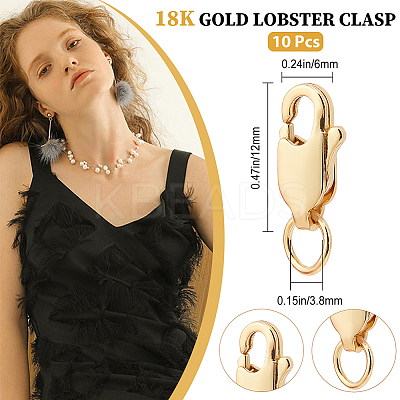 10Pcs Brass Lobster Claw Clasps KK-BBC0024-53-1