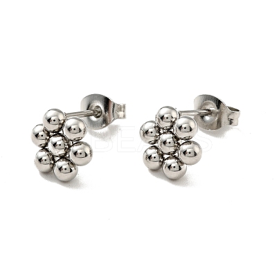 Tarnish Resistant 201 Stainless Steel Flower Stud Earrings with 304 Stainless Steel Pins for Women EJEW-C033-01P-1