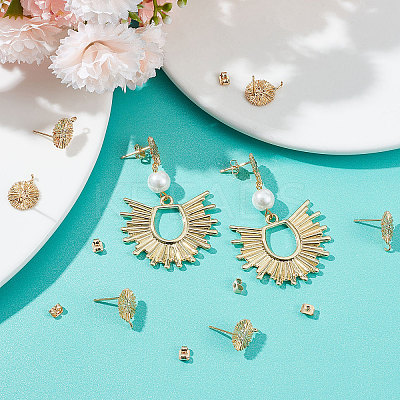 10Pcs Brass Micro Pave Cubic Zirconia Stud Earring Findings KK-BBC0005-24-1