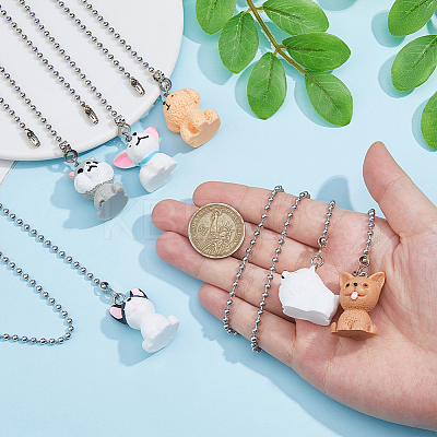 6Pcs 6 Styles Resin Dog Charms Ceiling Fan Pull Chain Extenders HJEW-DC00017-1