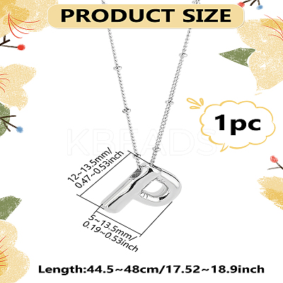 1pc Brass Chain with Alloy Letter Pendants Necklaces NJEW-LP0001-41P-P-1