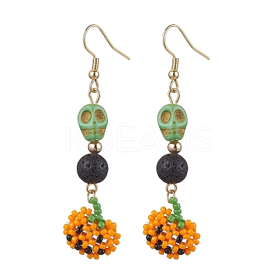 Glass Beads Pendant Dangle Earring EJEW-MZ00136-1
